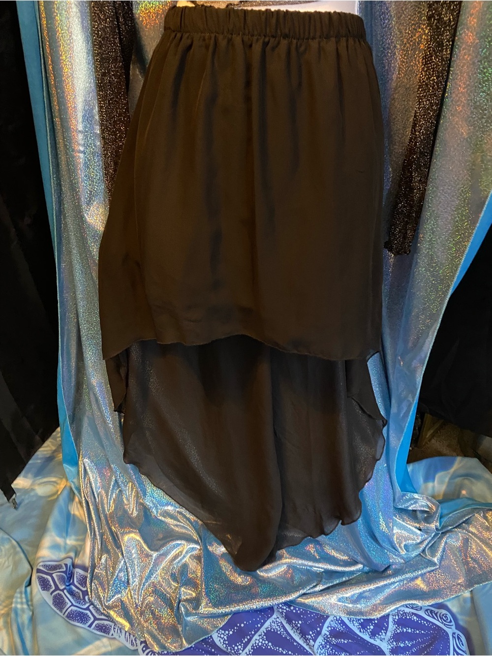 L8teR Black High-Low Layered Skirt